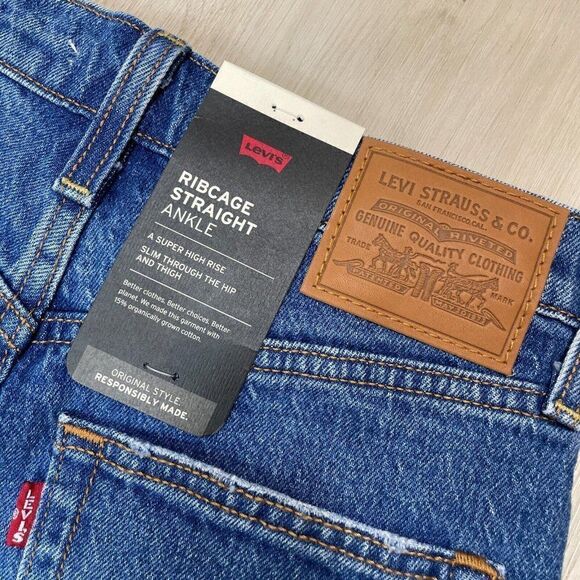 Levis Ribcage Straight Ankle Jeans Womens 27x27 Dark Wash High Rise 726930158 - Picture 6 of 7